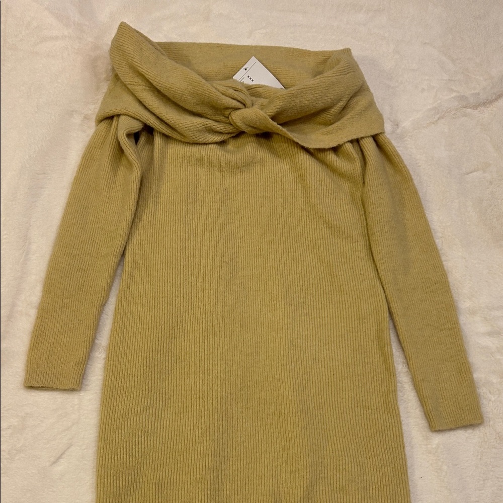 H&M Off-Shoulder Sweater in Mustard Yellow